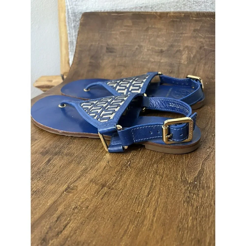 Tory Burch - Women's Thong Sandals - Blue Leather - Size 6.5 - Lightly Used